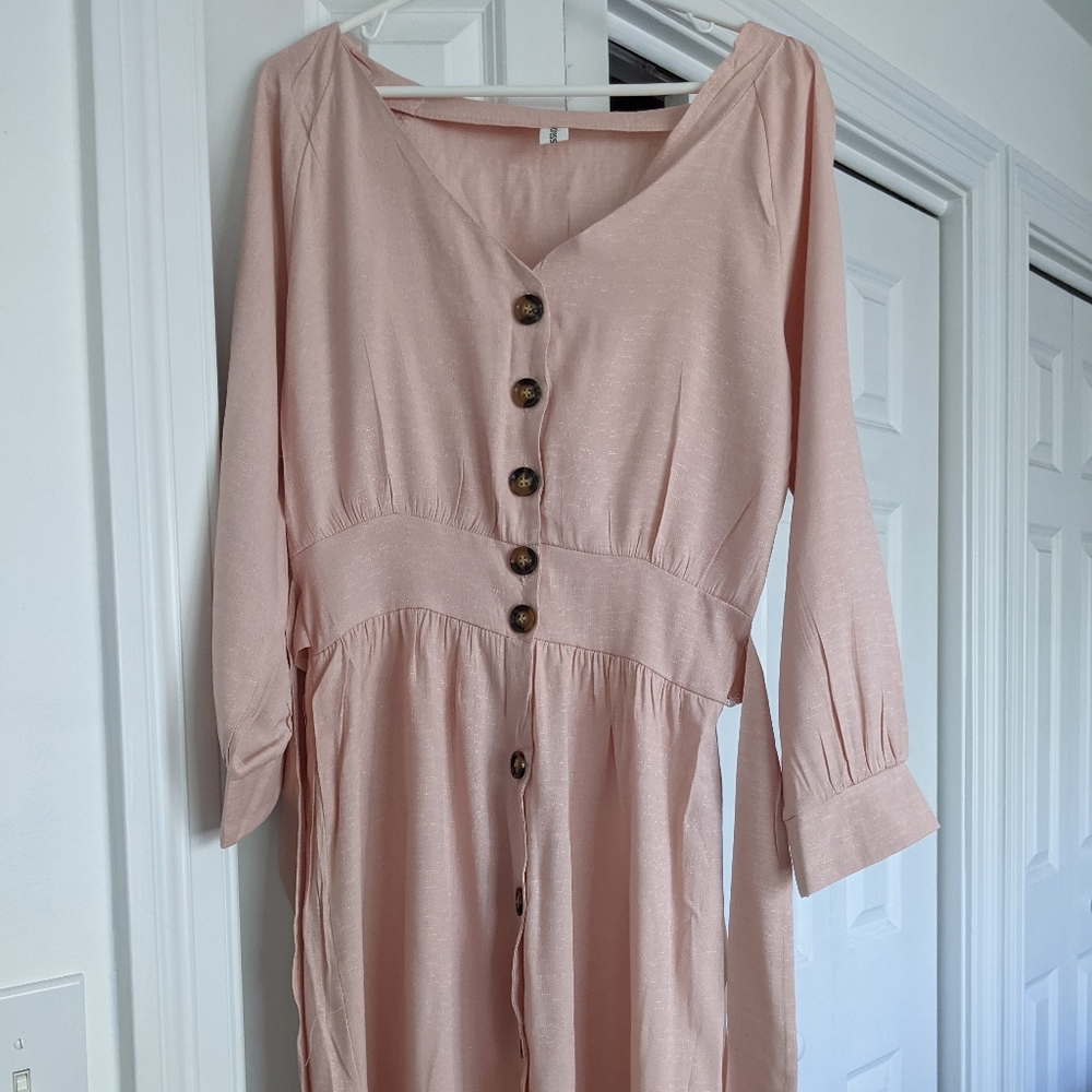 Button down V-neck dress